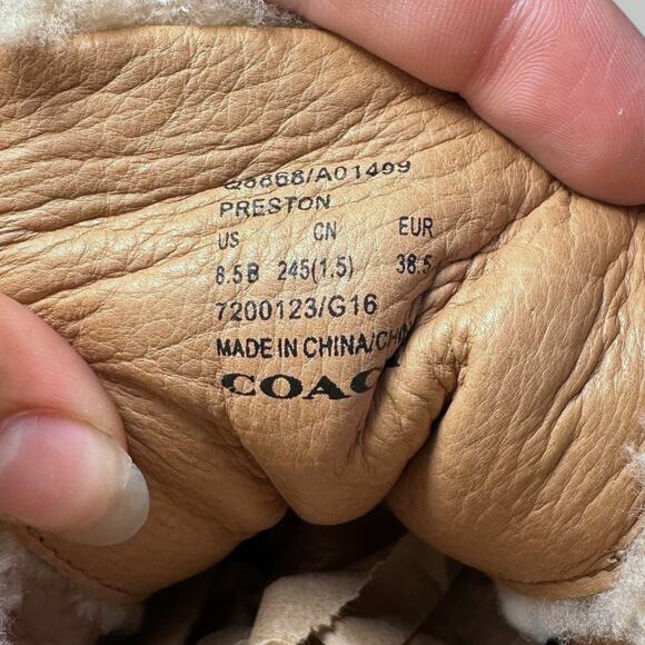 Coach Preston Shearling-Lined Brown Leather Ankle Boots – Women’s Size 8.5B - Picture 5 of 6